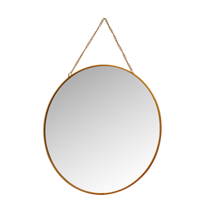 miroir rond doré avec chainette de suspension