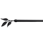 Extrémité d'une barre à rideaux noire avec embout feuillage