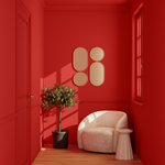 Peinture rouge élégante sur tous les murs de l'entrée