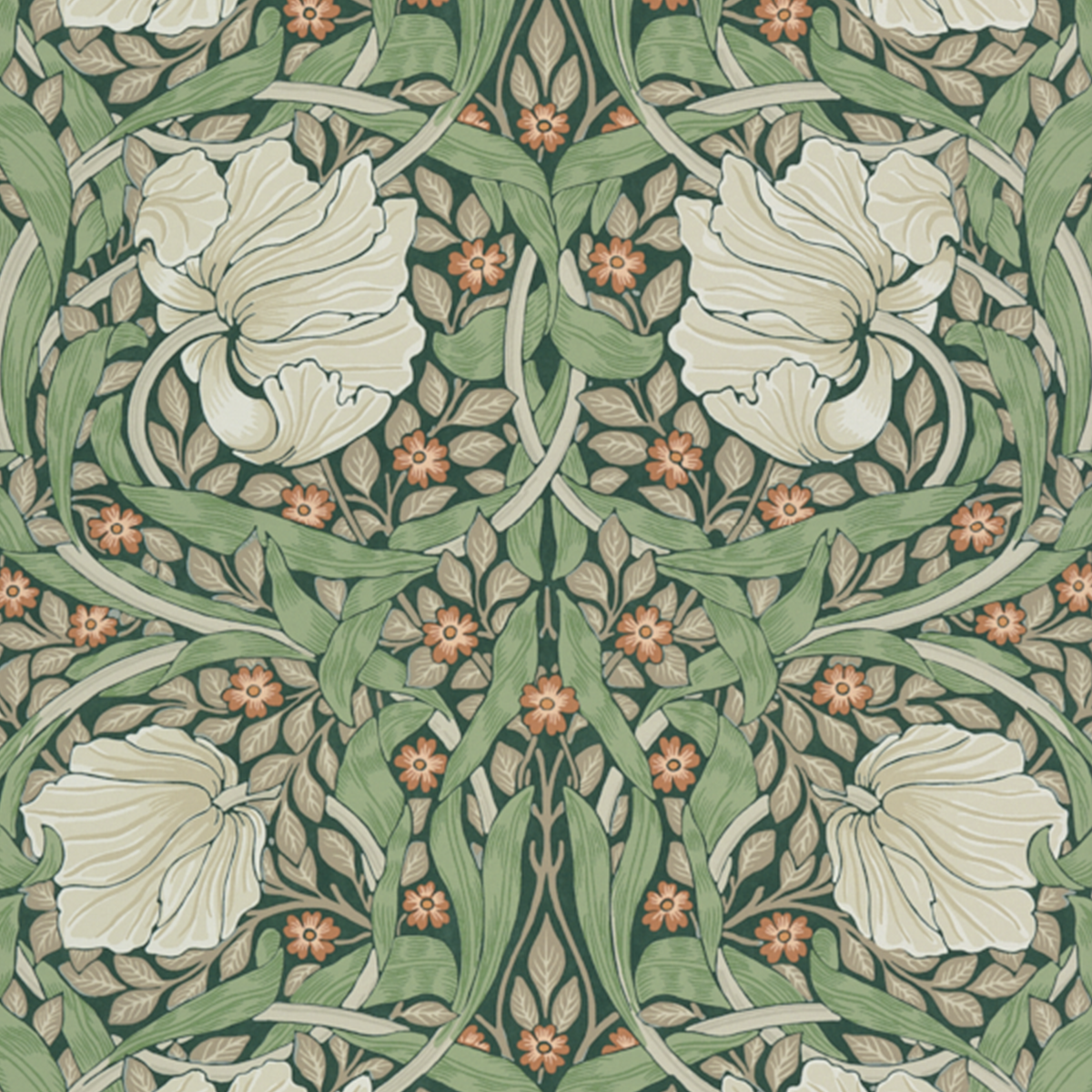 Rideaux Imprimés Morris Classique, Tissu Coton et Lin, 3 couleurs Rideaux Imprimés Morris Classique, Tissu Coton et Lin, 3 couleurs
