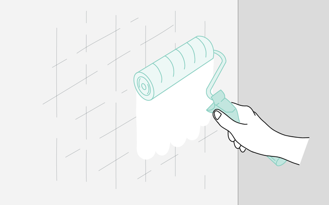 Dessin de main tenant un rouleau à peindre pour appliquer une sous-couche