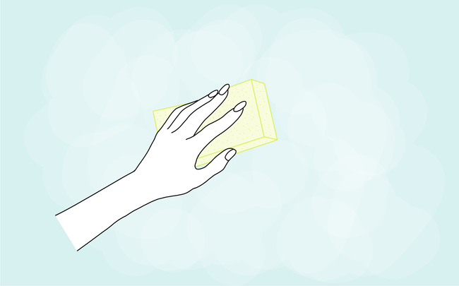 Dessin d'une main qui ponce un mur