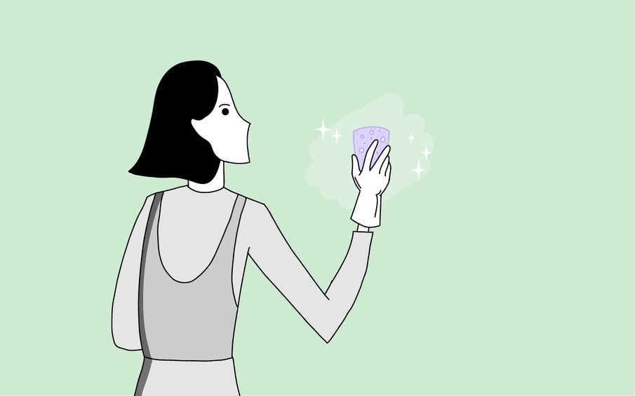 dessin d'une personne nettoyant un mur avec une éponge