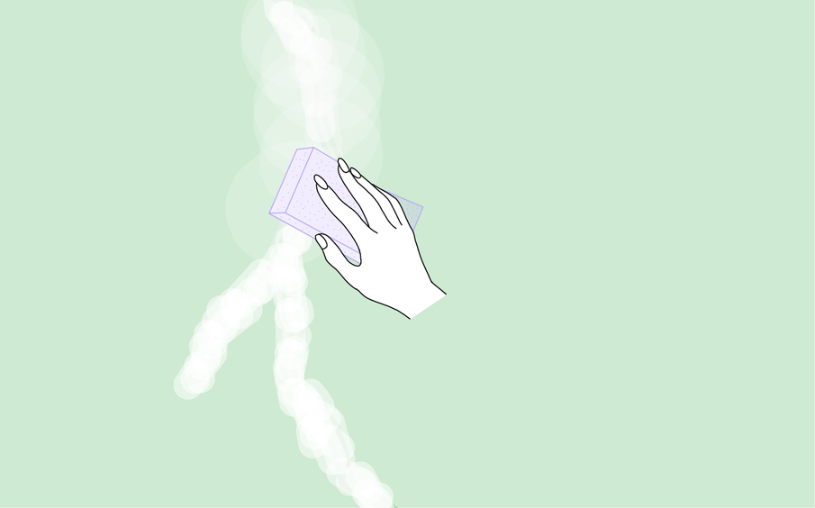dessin d'une main qui ponce un mur pour lisser l'enduit