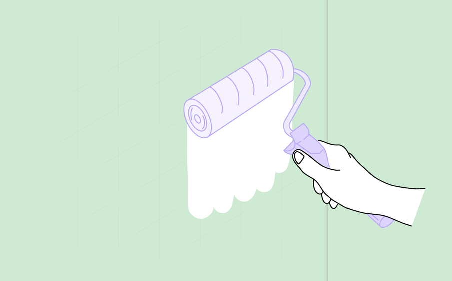 Dessin d'une main tenant un rouleau pour appliquer de la peinture au mur