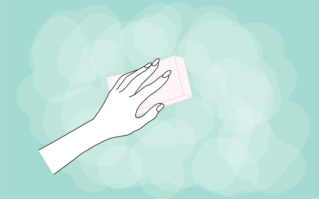 Dessin de main tenant une éponge dans sa main pour nettoyer un mur