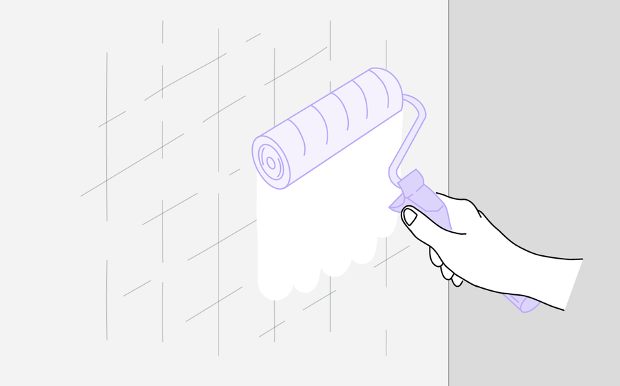 Dessin d'une main tenant un rouleau pour appliquer de la peinture au mur