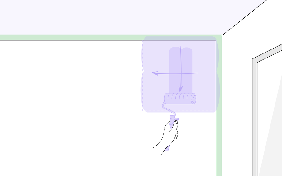 Dessin d'une main tenant un rouleau pour appliquer de la peinture au mur