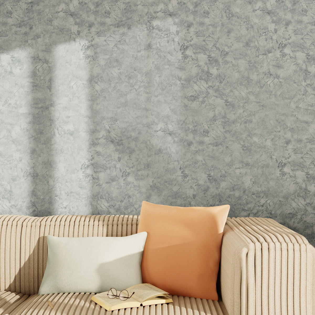 Papier peint intissé Ravenne Gris béton Crépi grésé