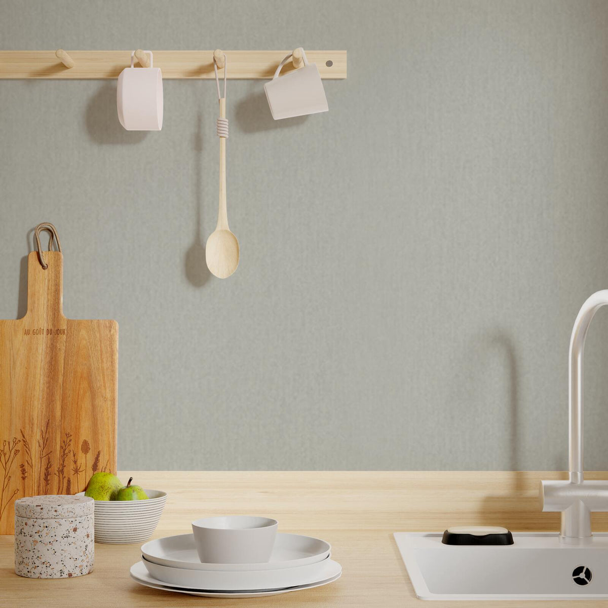 Papier peint intissé Calico Gris perle Lisse