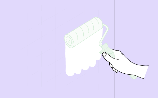 Dessin d'une main tenant un rouleau et appliquant une sous-couche au mur