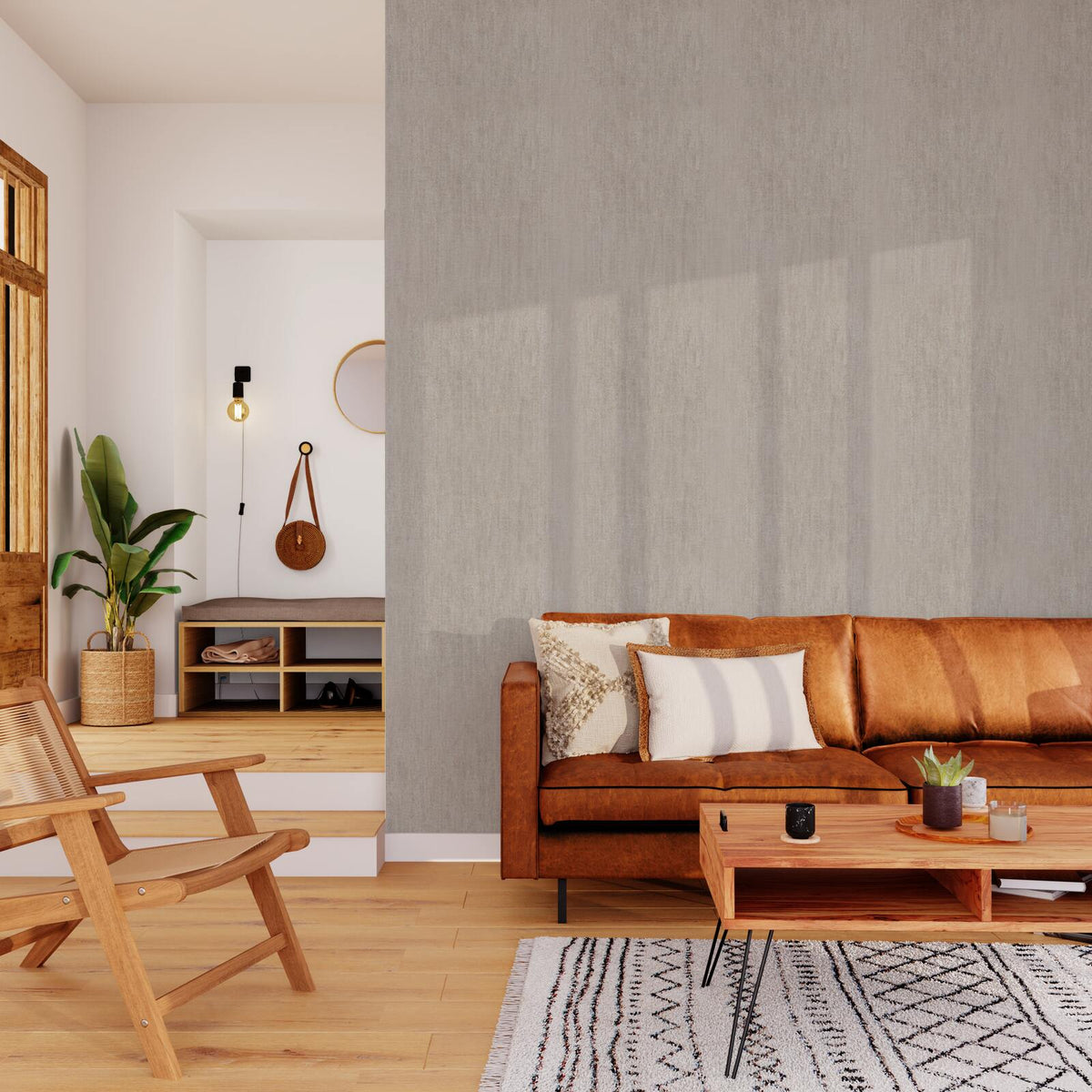 Papier peint intissé Tweed Taupe Trame