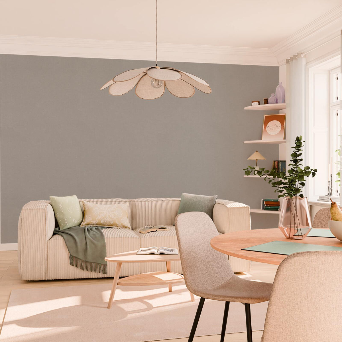 Papier peint intissé Lazy Taupe Lisse