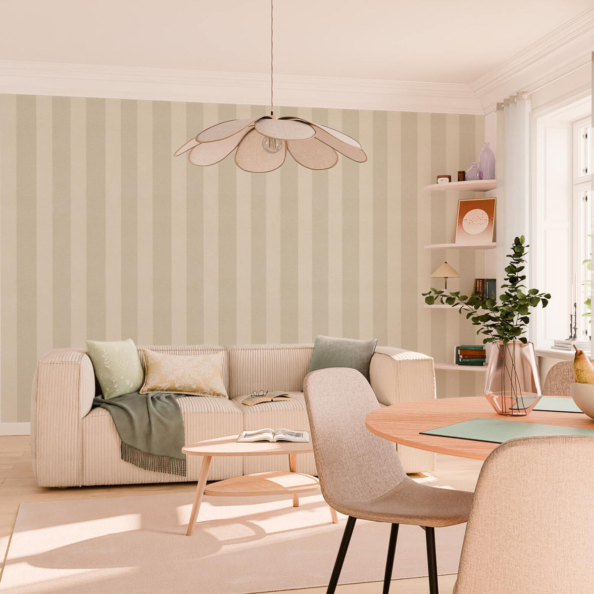 Papier peint intissé Florentine rayure Ivoire