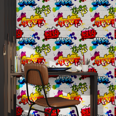 Papier peint Tag street Blanc