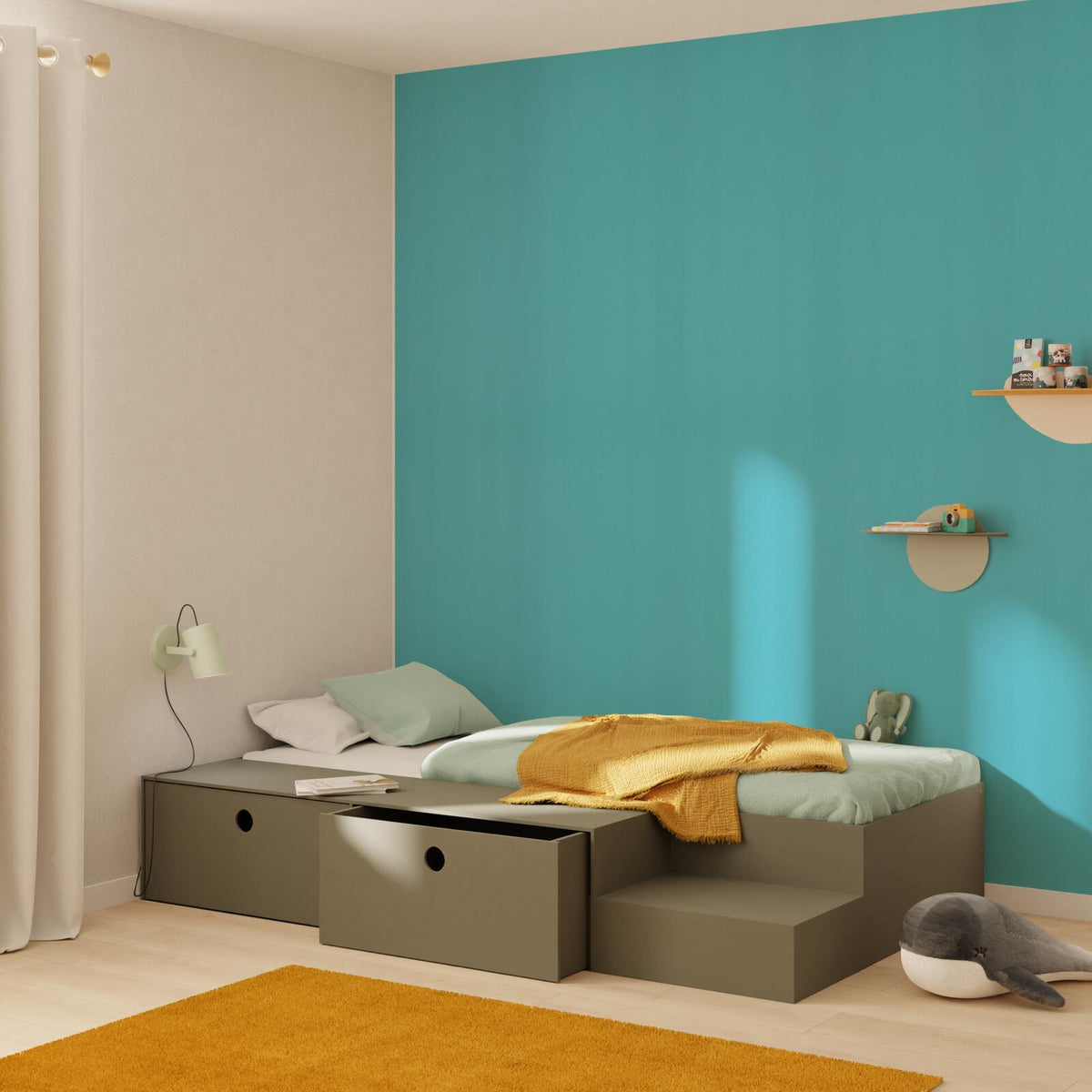 Papier peint intissé New infinity Bleu turquoise Lisse