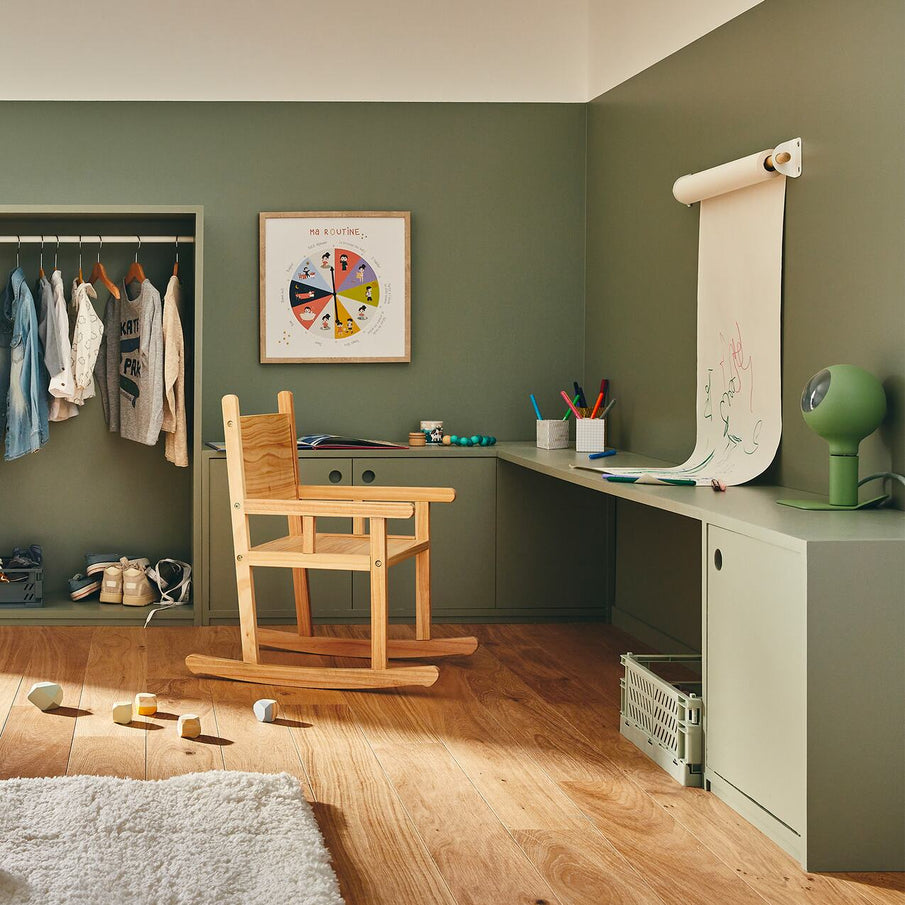 Bureau enfant chambre évolutive, peinture verte