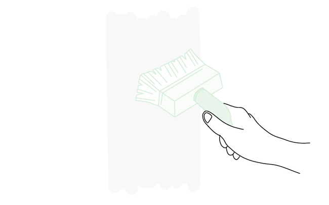 Dessin d'une main tenant une brosse à encoller