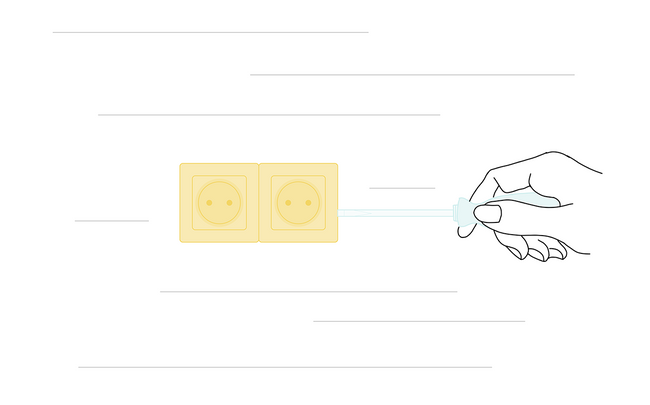 Dessin d'une main ôtant une prise à l'aide d'un tournevis plat