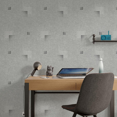 Papier peint intissé Magic light Gris moyen