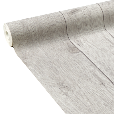 Papier peint intissé Wood board Gris perle