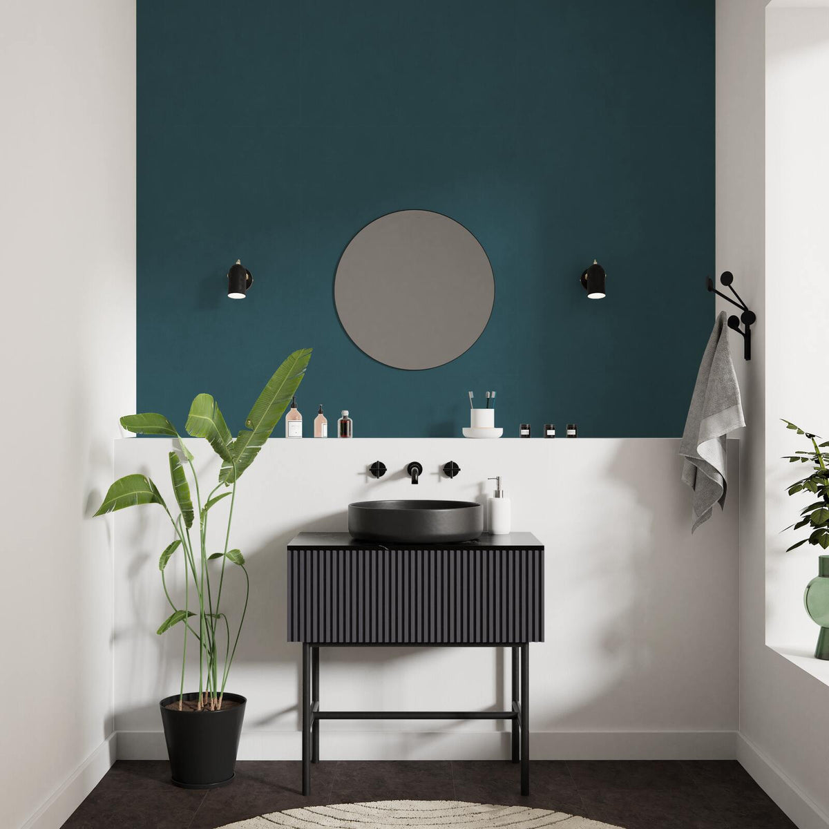 4MURS Papier peint intissé Classic line Bleu pétrole Lisse