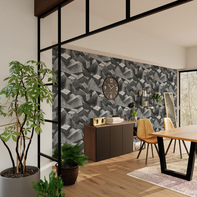 Papier peint intissé STONE FALL coloris gris béton