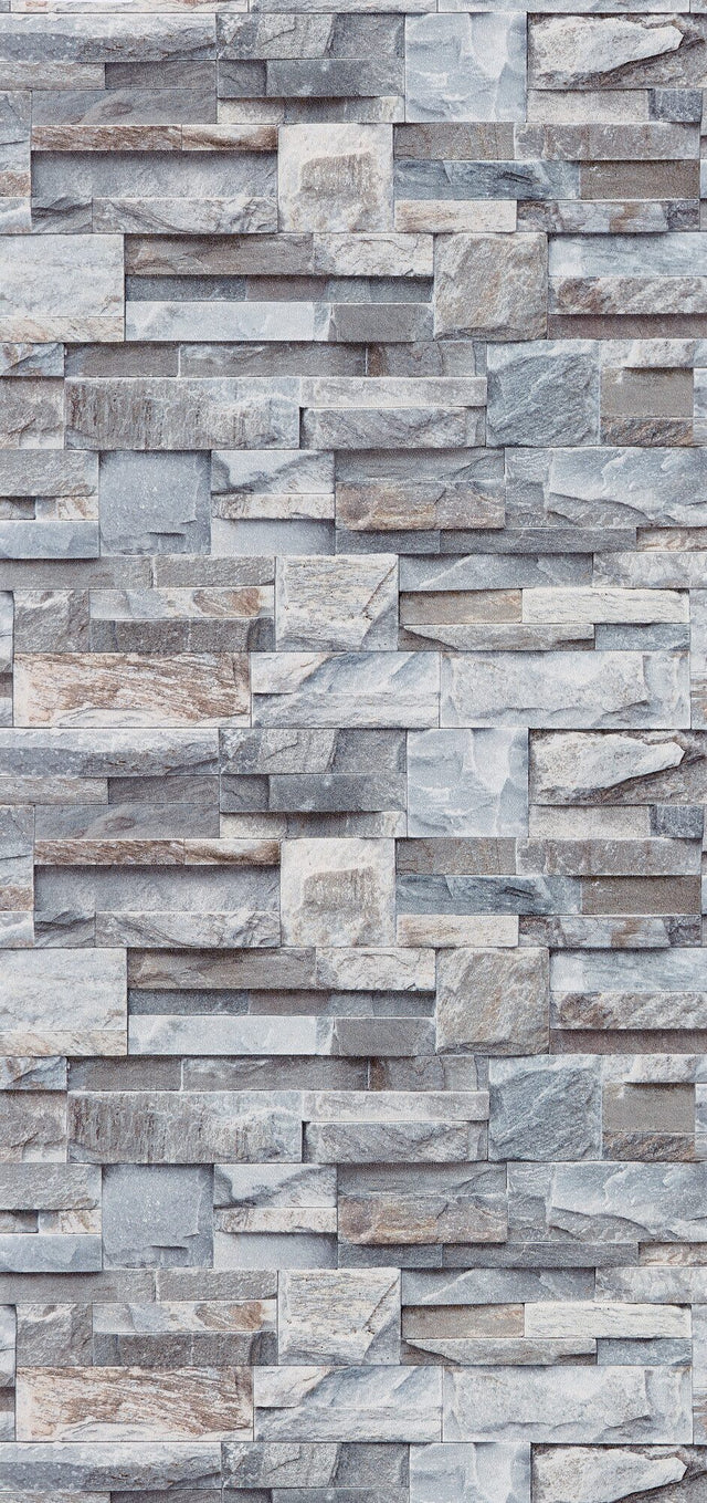 Papier peint intissé PAREMENT PIERRE NATURELLE gris béton