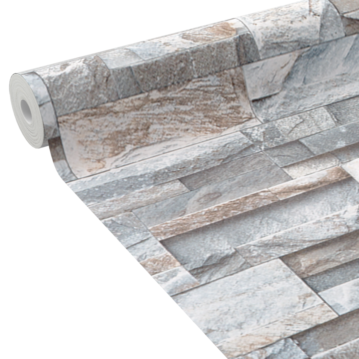 Papier peint intissé Parement pierre naturelle Gris béton