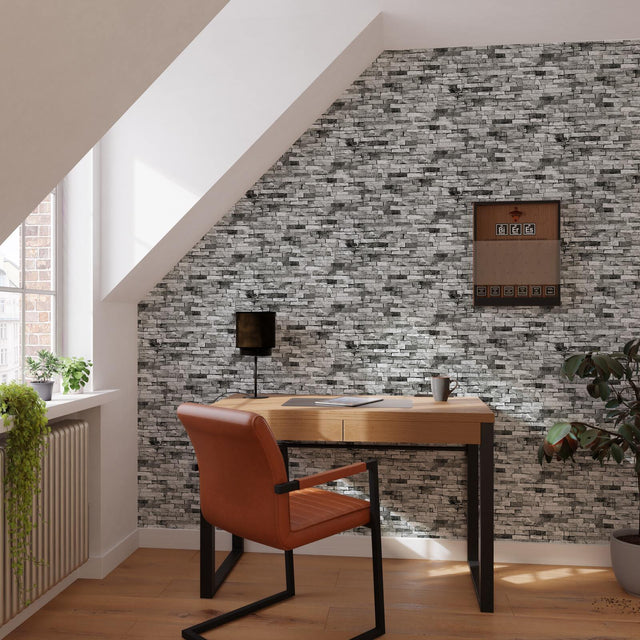 Papier peint ROC coloris gris moyen