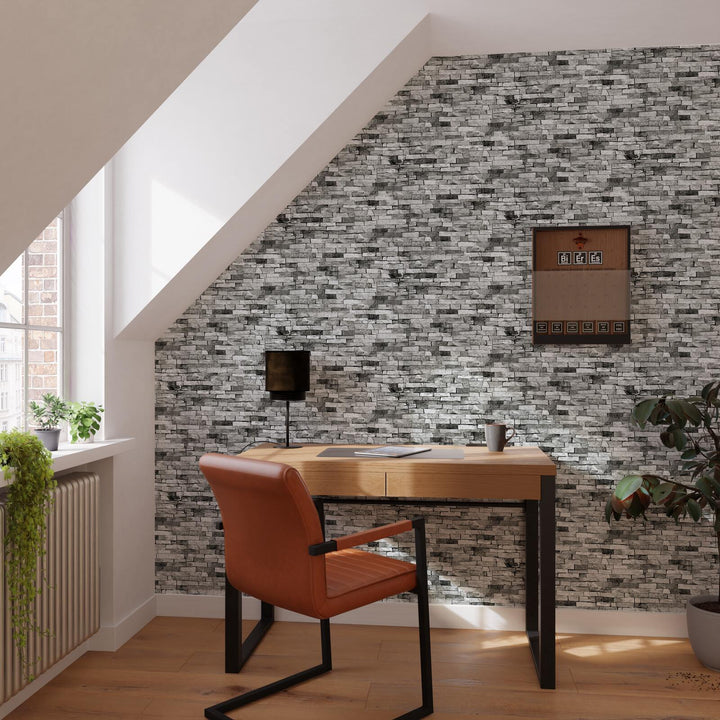 Papier peint Roc Gris moyen