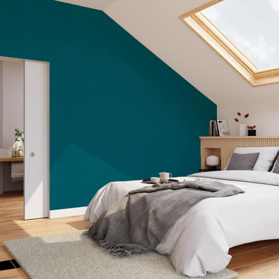 Papier peint intissé Opal Bleu paon Lisse