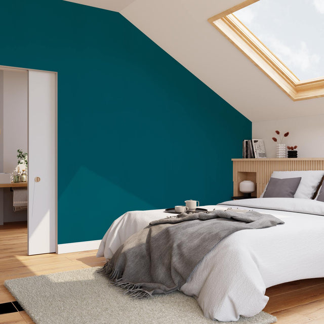 Papier peint intissé OPAL coloris bleu paon