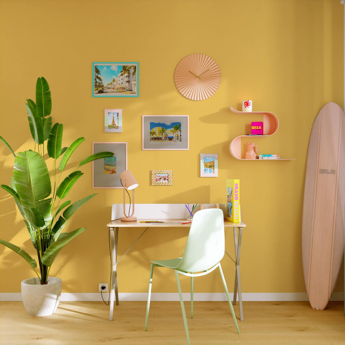 Papier peint intissé Opal Jaune moutarde Lisse