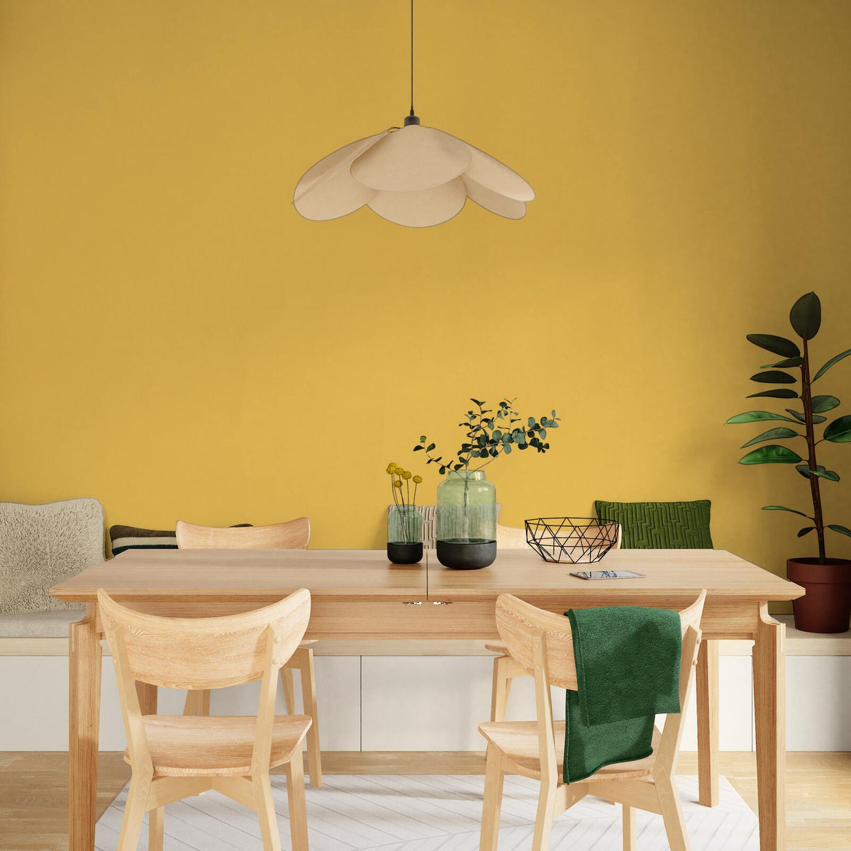 Papier peint intissé Opal Jaune moutarde Lisse