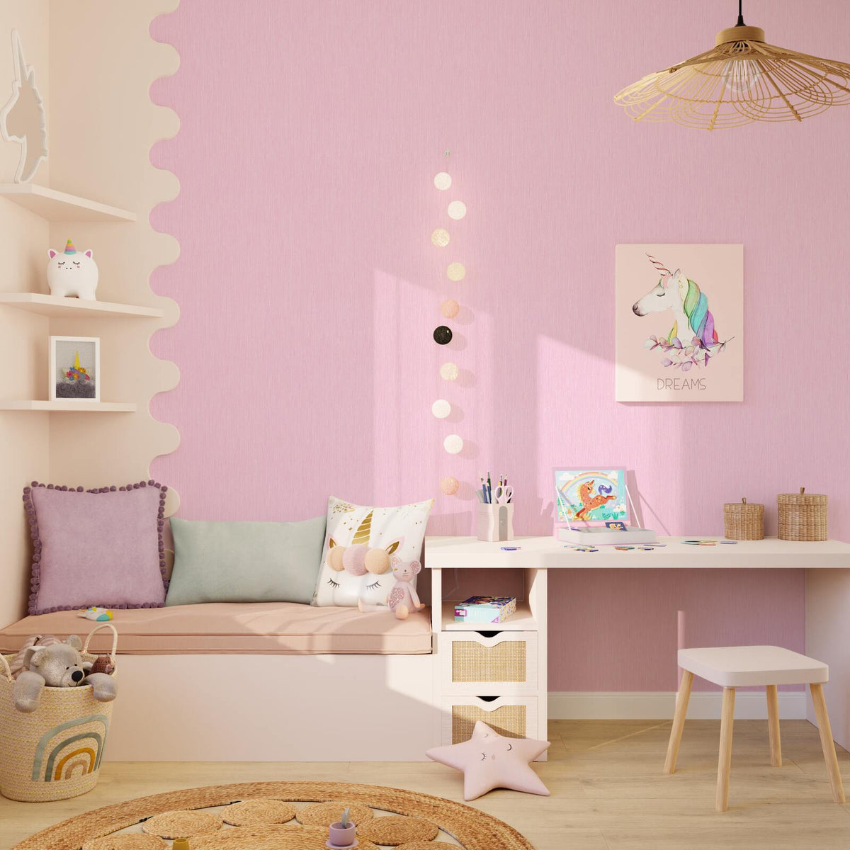 Papier peint Panama Rose barbapapa Lisse