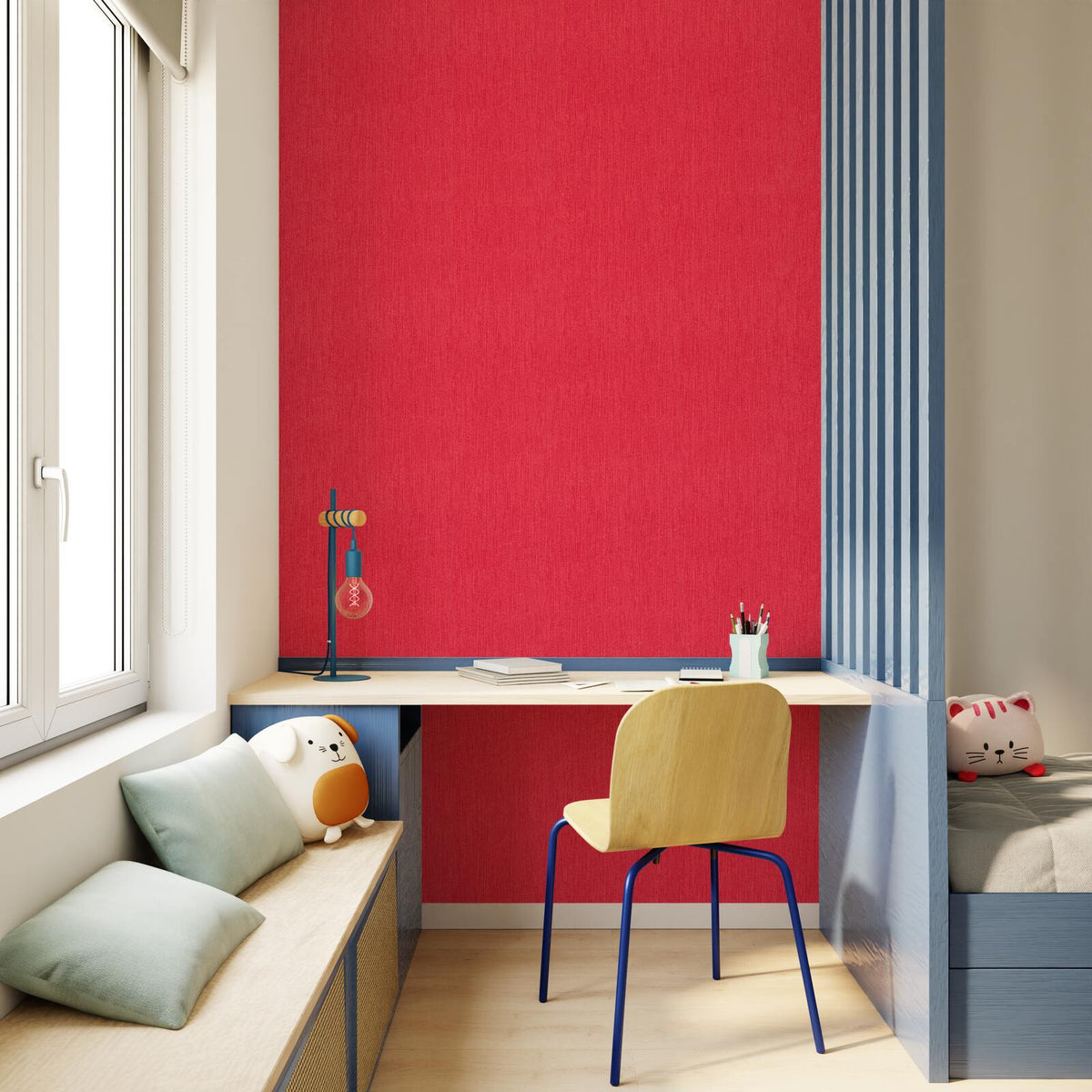 Papier peint Panama Rouge coquelicot Lisse