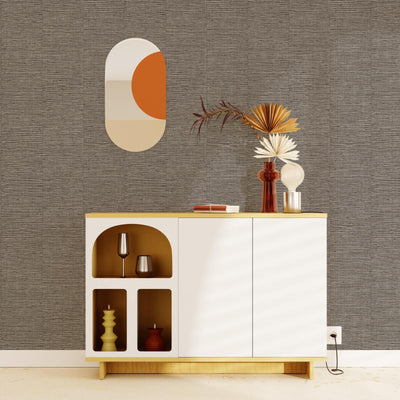 Papier peint intissé Curaçao Gris anthracite Paille orientale