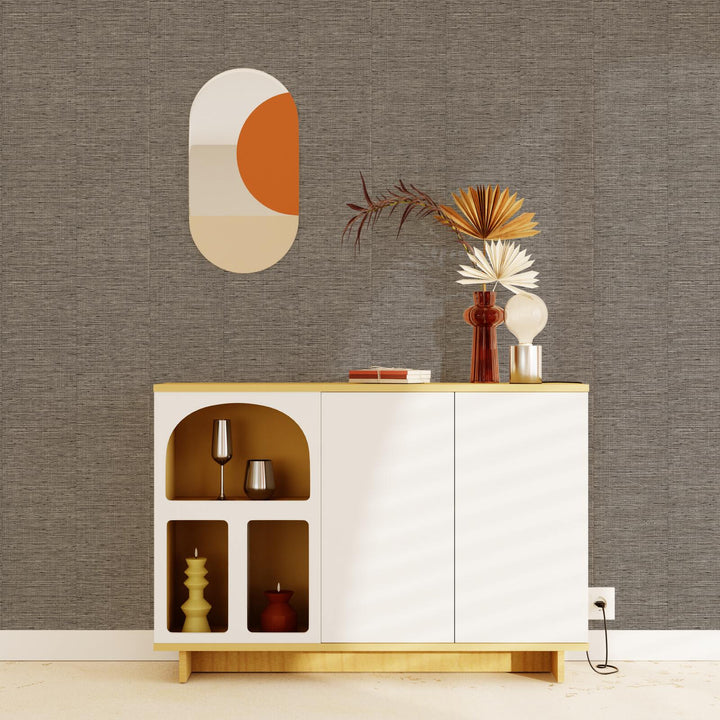 Papier peint intissé Curaçao Gris anthracite Paille orientale