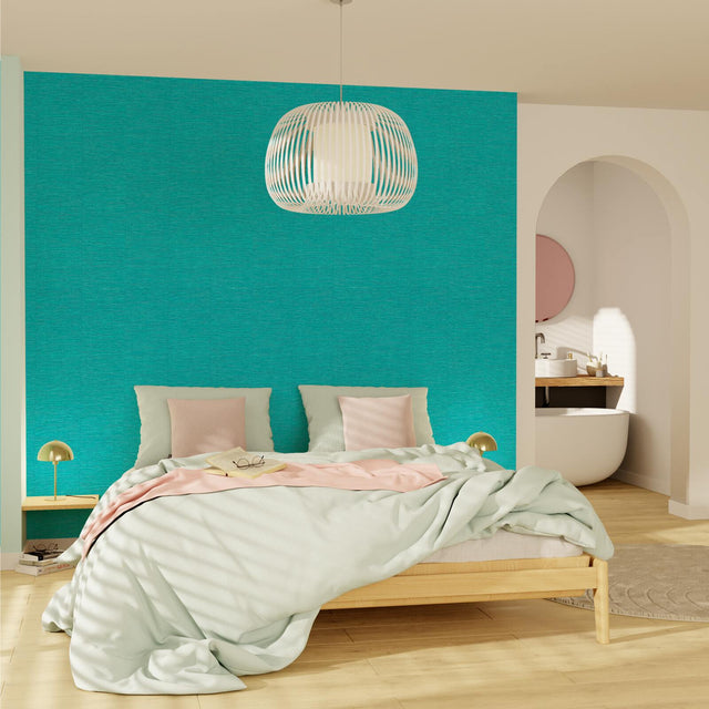 Papier peint intissé CURAÇAO coloris bleu turquoise