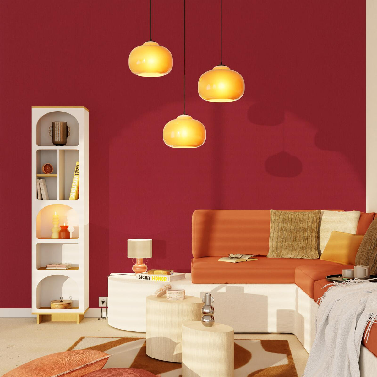 Papier peint intissé Calico Rouge griotte Lisse 