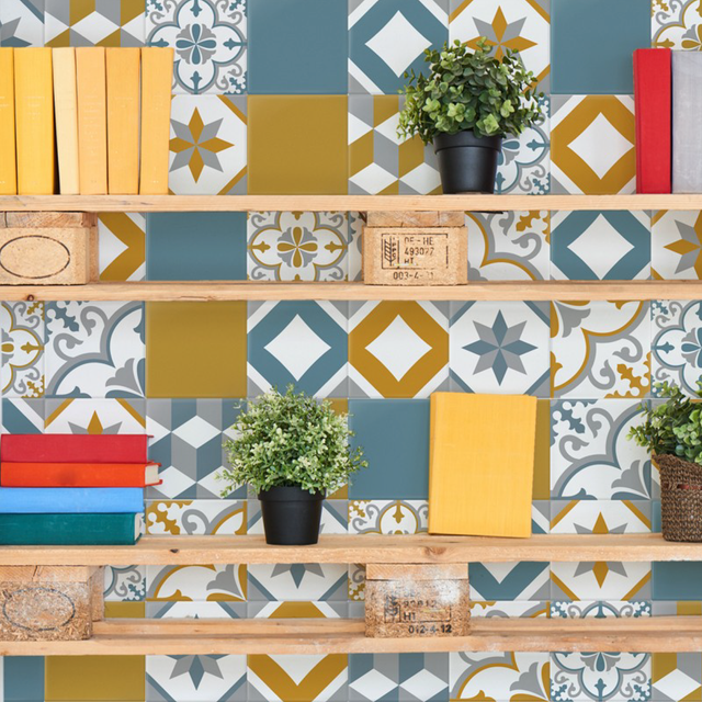 Grosfillex Revêtement adhésif SOCHIC SQUARE VOLUTE bleu