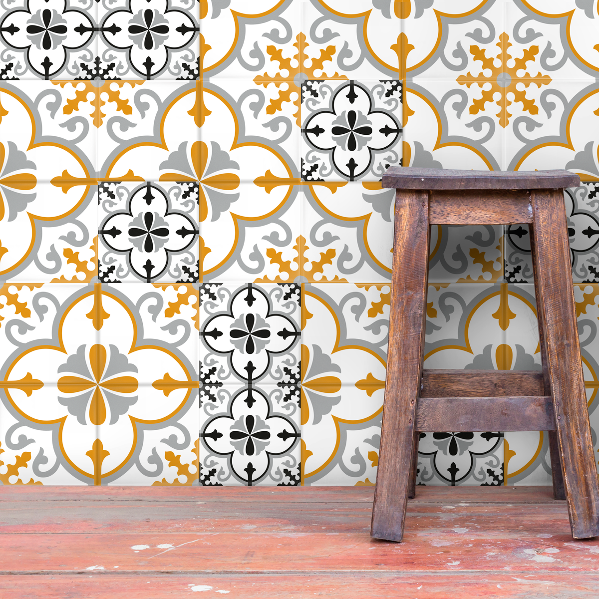 GROSFILLEX Revêtement décoratif adhésif Sochic square volute Jaune