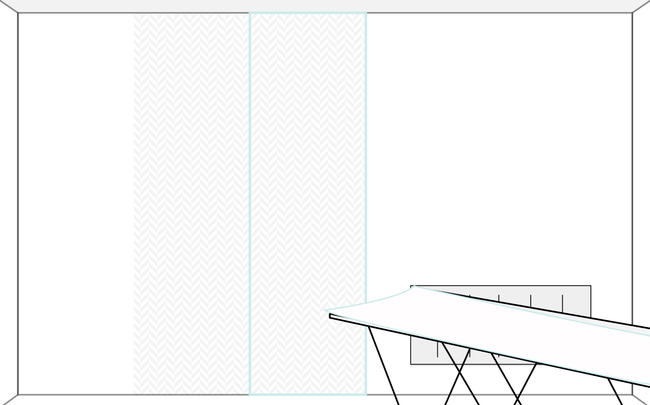 Dessin d'un deuxième de lé posé au mur