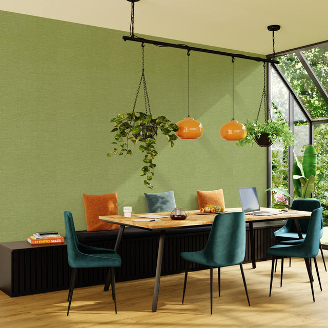 Papier peint intissé CURAÇAO coloris vert bambou