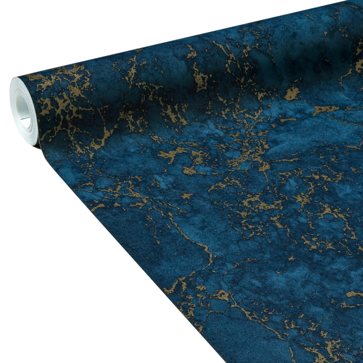 Papier peint intissé Marbre imperial Bleu marine