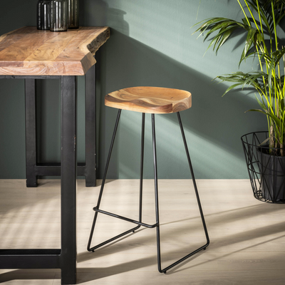 Tabouret de plan de travail Miley Acacia 1 place