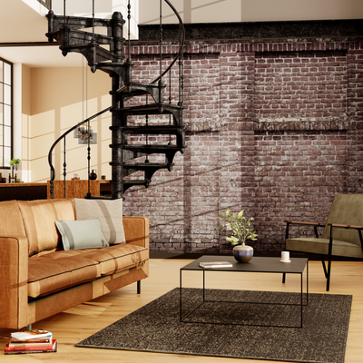 Papier peint panoramique L Castle wall Rouge brique