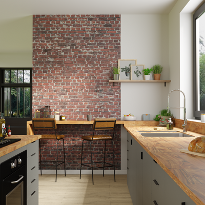 Papier peint panoramique L Red brick Rouge brique