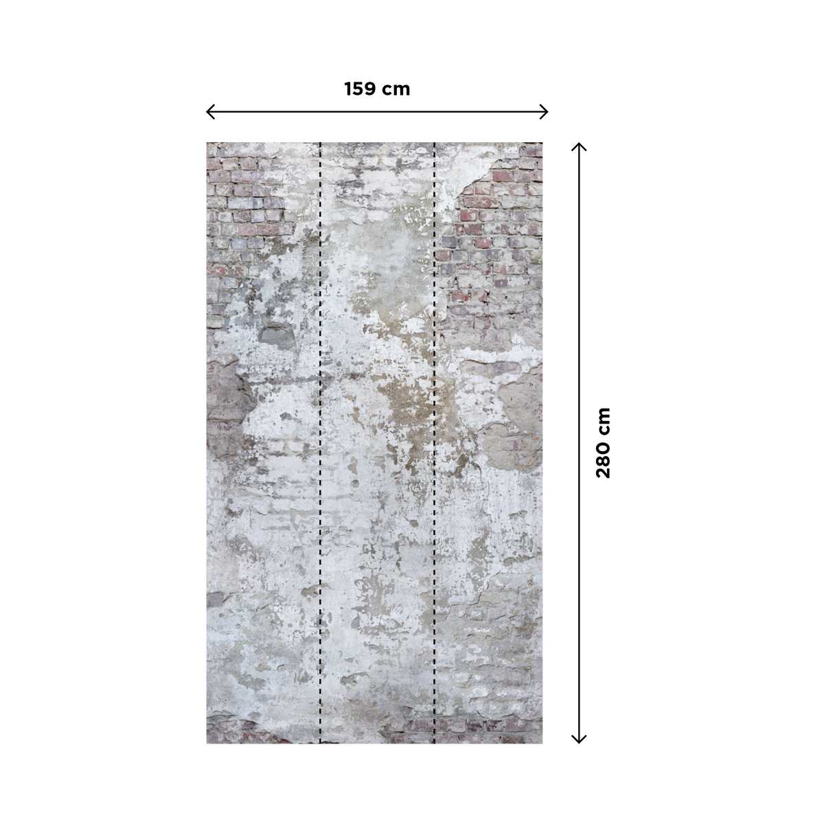 Papier peint panoramique L Stressed brick Gris béton Satiné